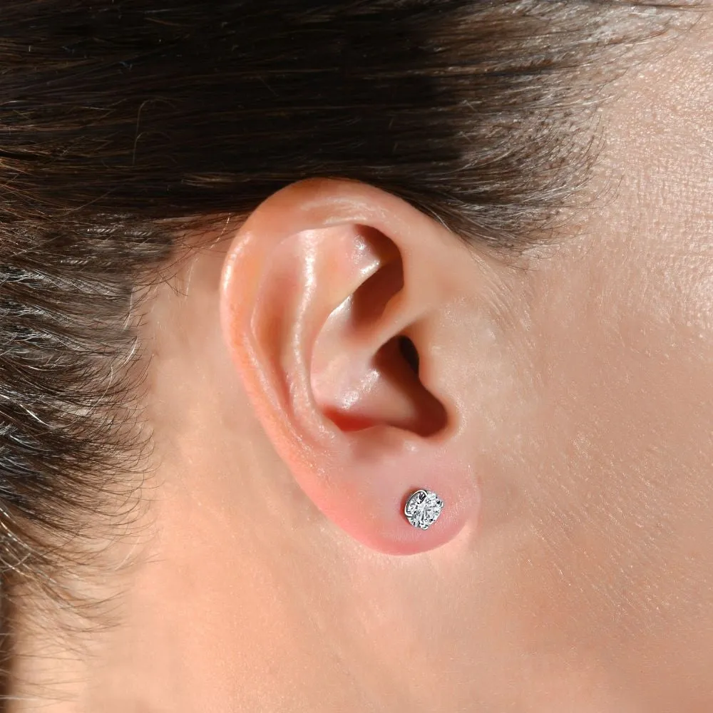 1 Ct TDW Platinum Round-Cut Diamond Screw Back Studs