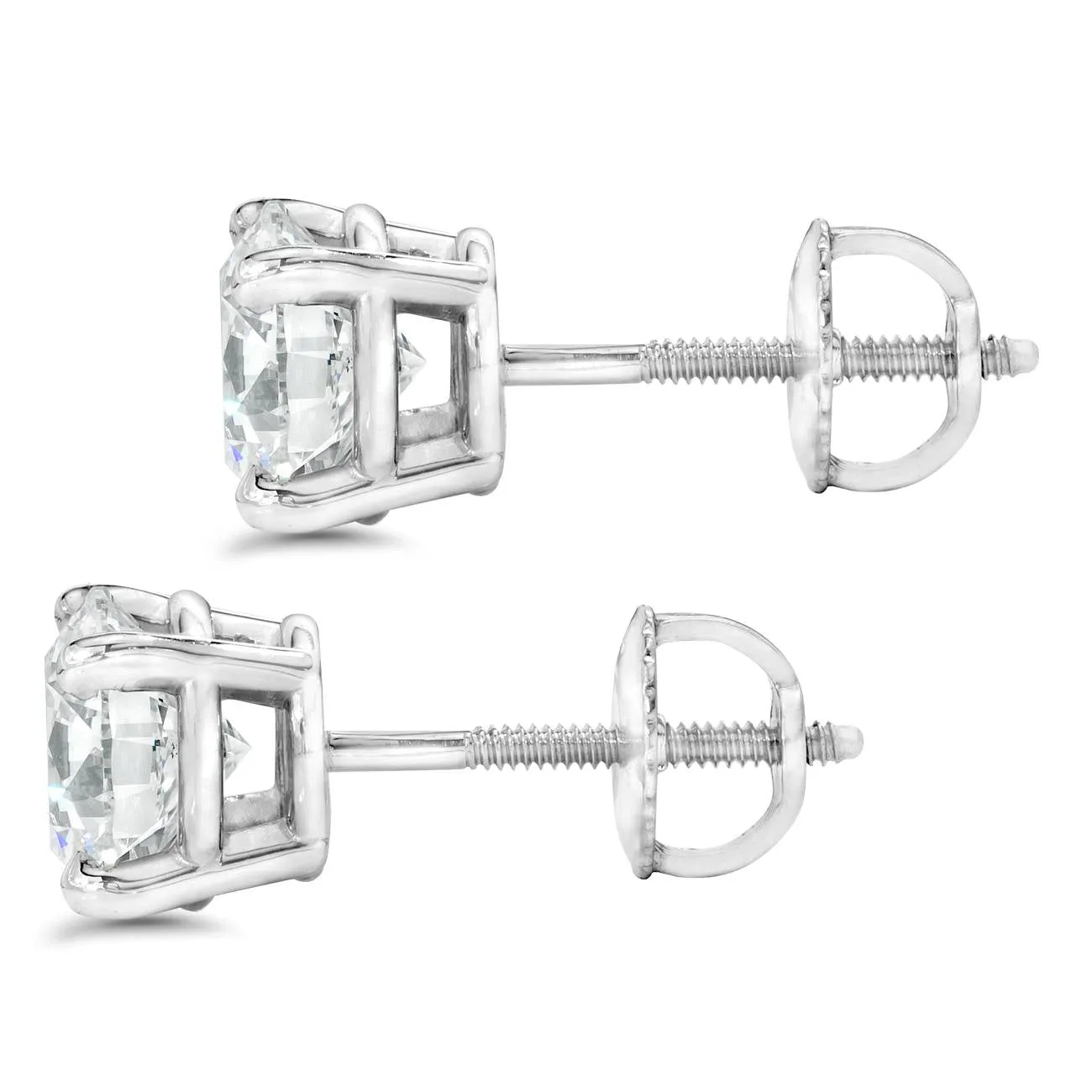 1 Ct TDW Platinum Round-Cut Diamond Screw Back Studs