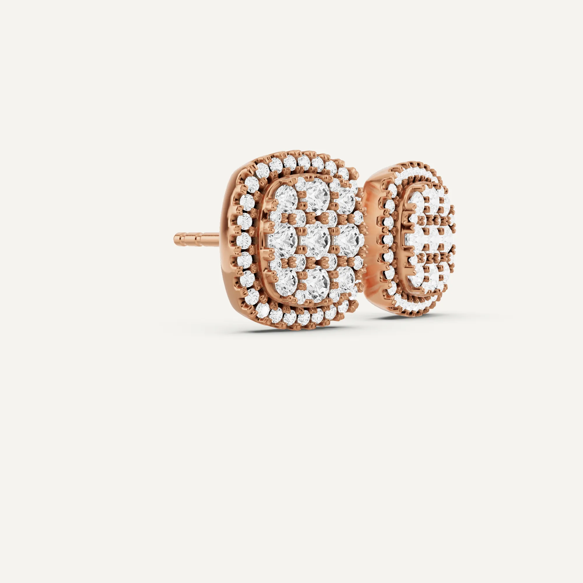 1 ctw Round Diamond Cluster Halo Studs