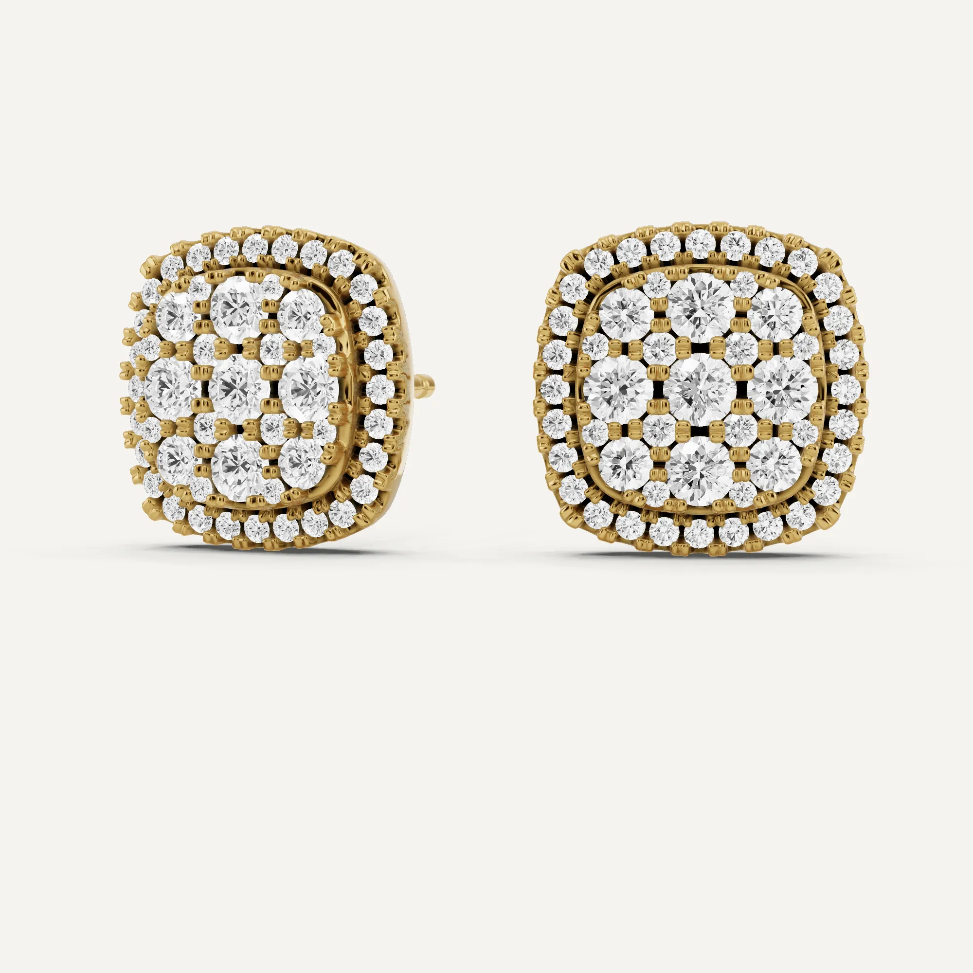 1 ctw Round Diamond Cluster Halo Studs