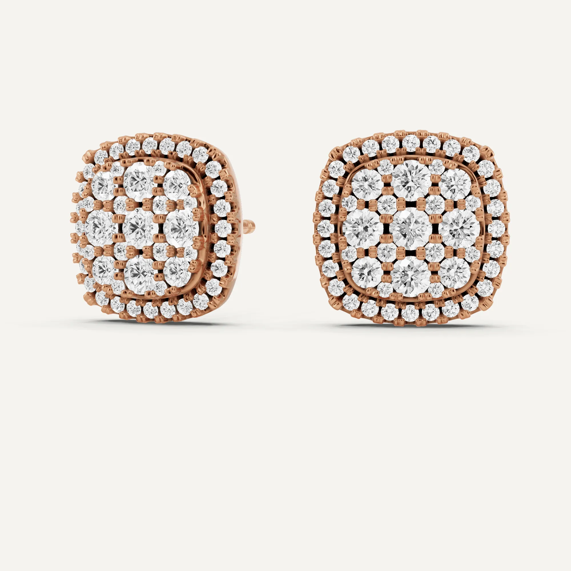 1 ctw Round Diamond Cluster Halo Studs