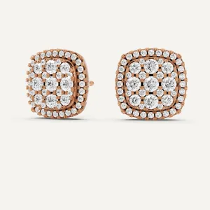 1 ctw Round Diamond Cluster Halo Studs