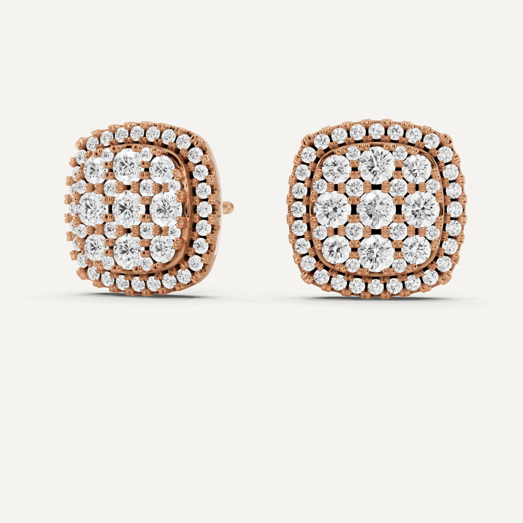 1 ctw Round Diamond Cluster Halo Studs