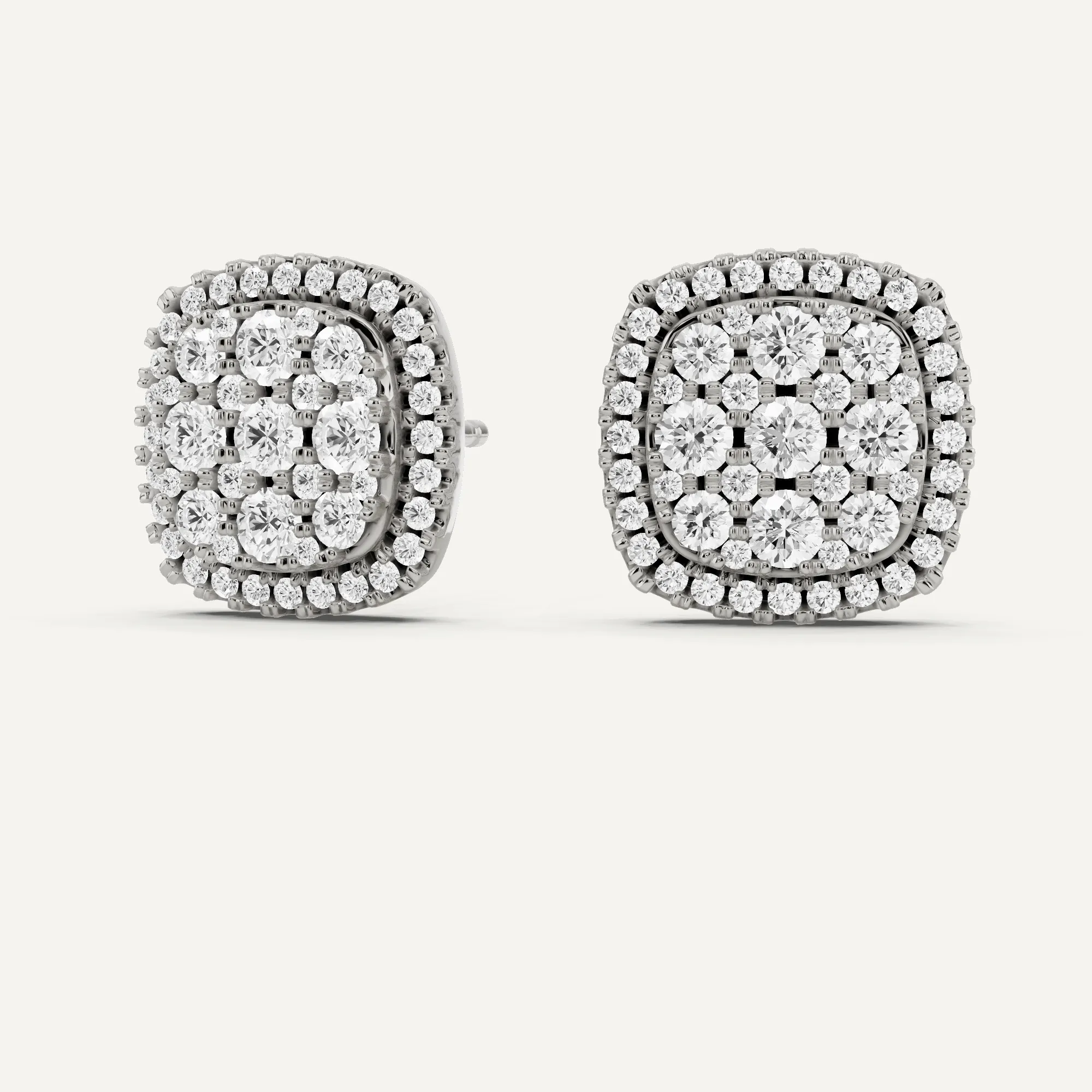 1 ctw Round Diamond Cluster Halo Studs