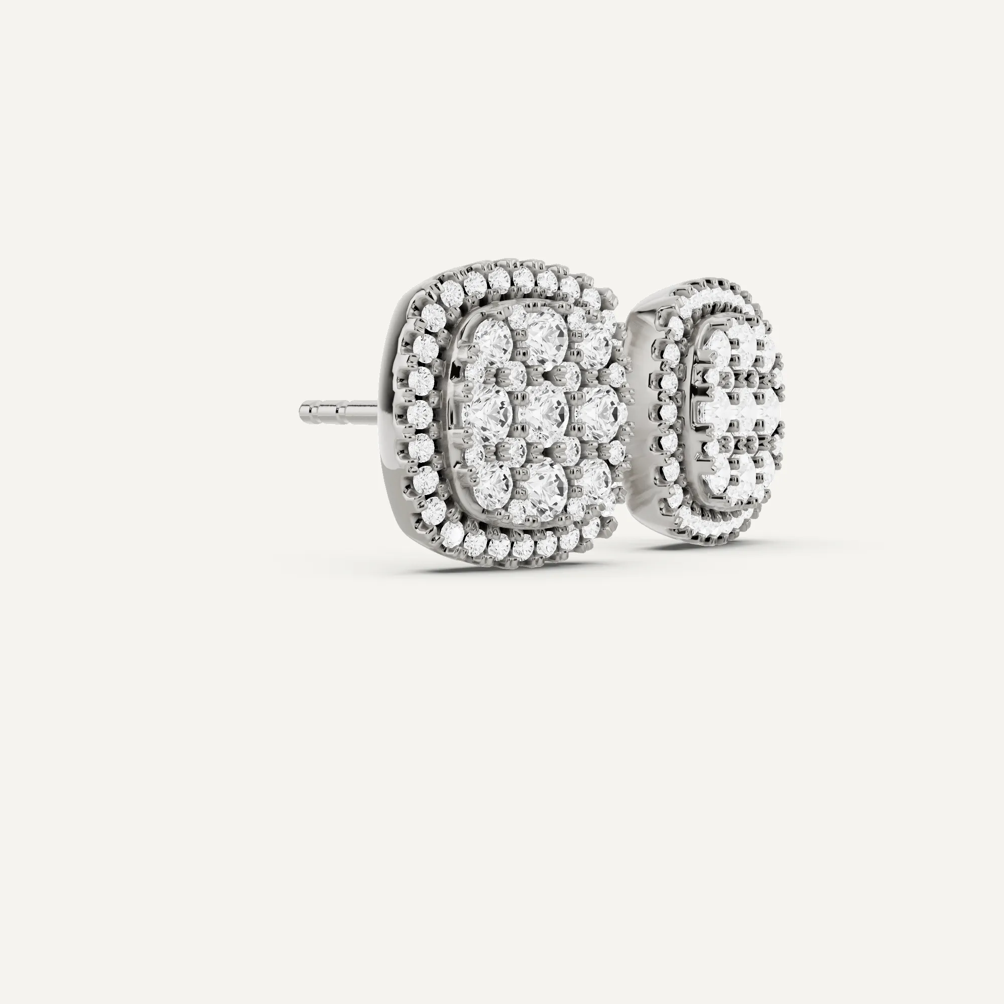 1 ctw Round Diamond Cluster Halo Studs