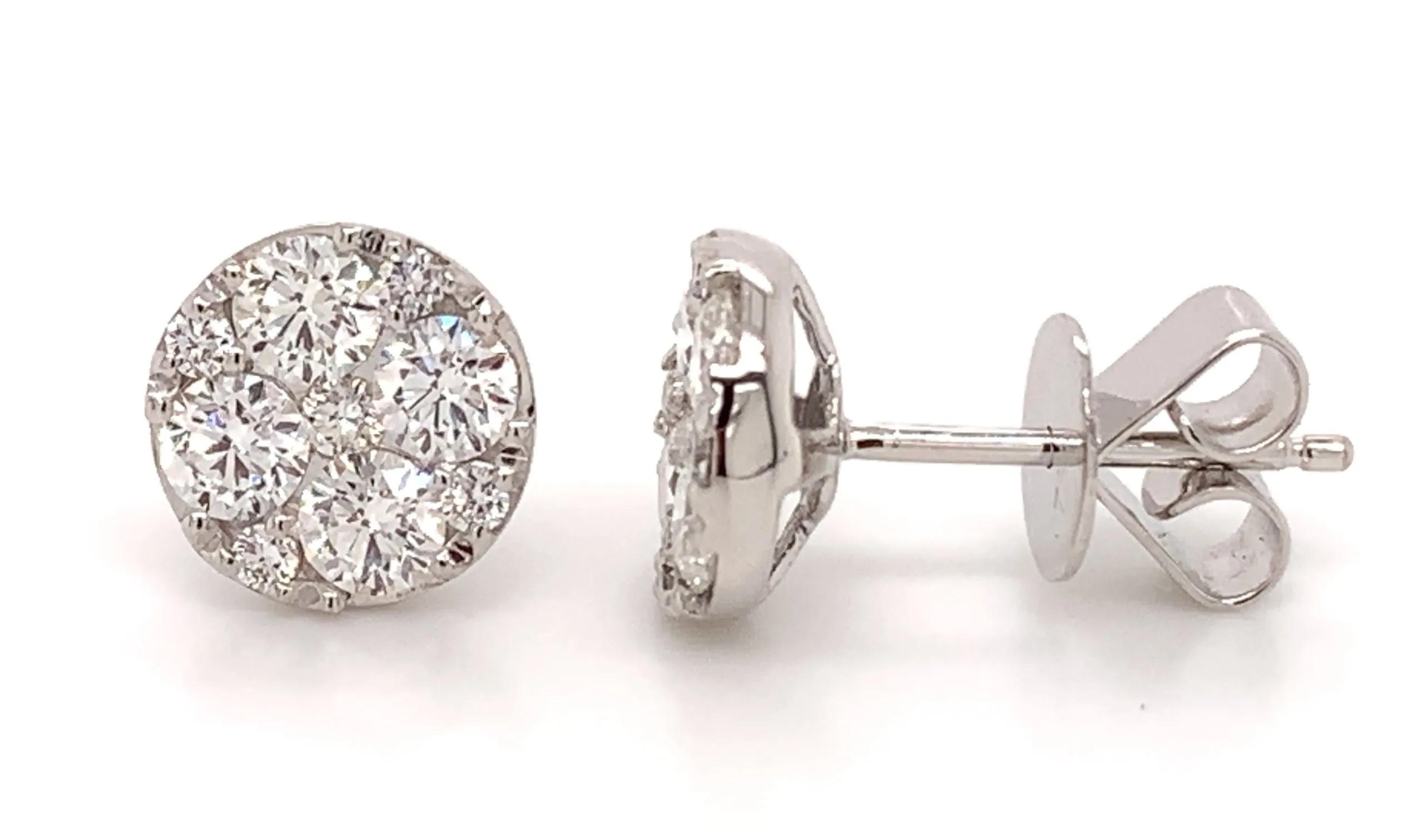 1.00ctw Diamond Cluster Stud Earrings