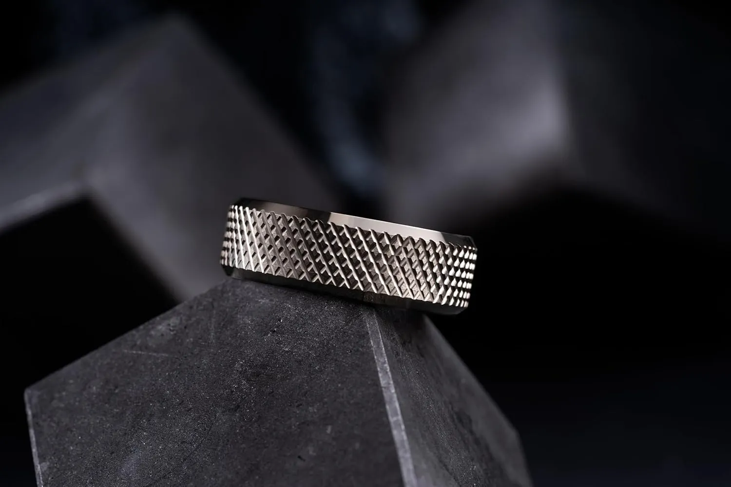 100S JEWELRY Knurl Tungsten Rings with Knurling Diamond Pattern Men Wedding Band 8mm wide Hypoallergenic Size 6-16