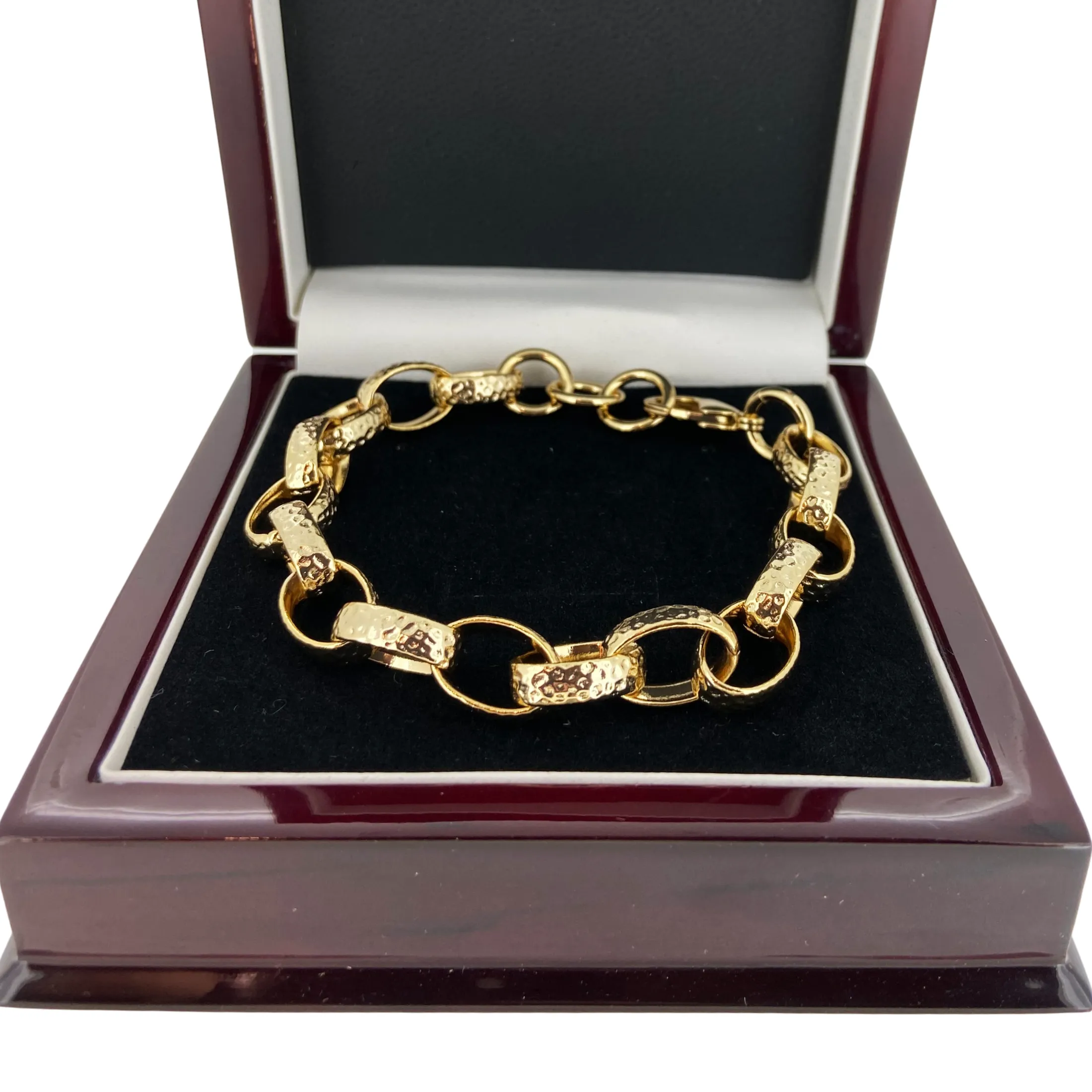 10mm Gold Oval Belcher Bracelet for Women 7/8 Inches