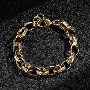 10mm Gold Oval Belcher Bracelet for Women 7/8 Inches