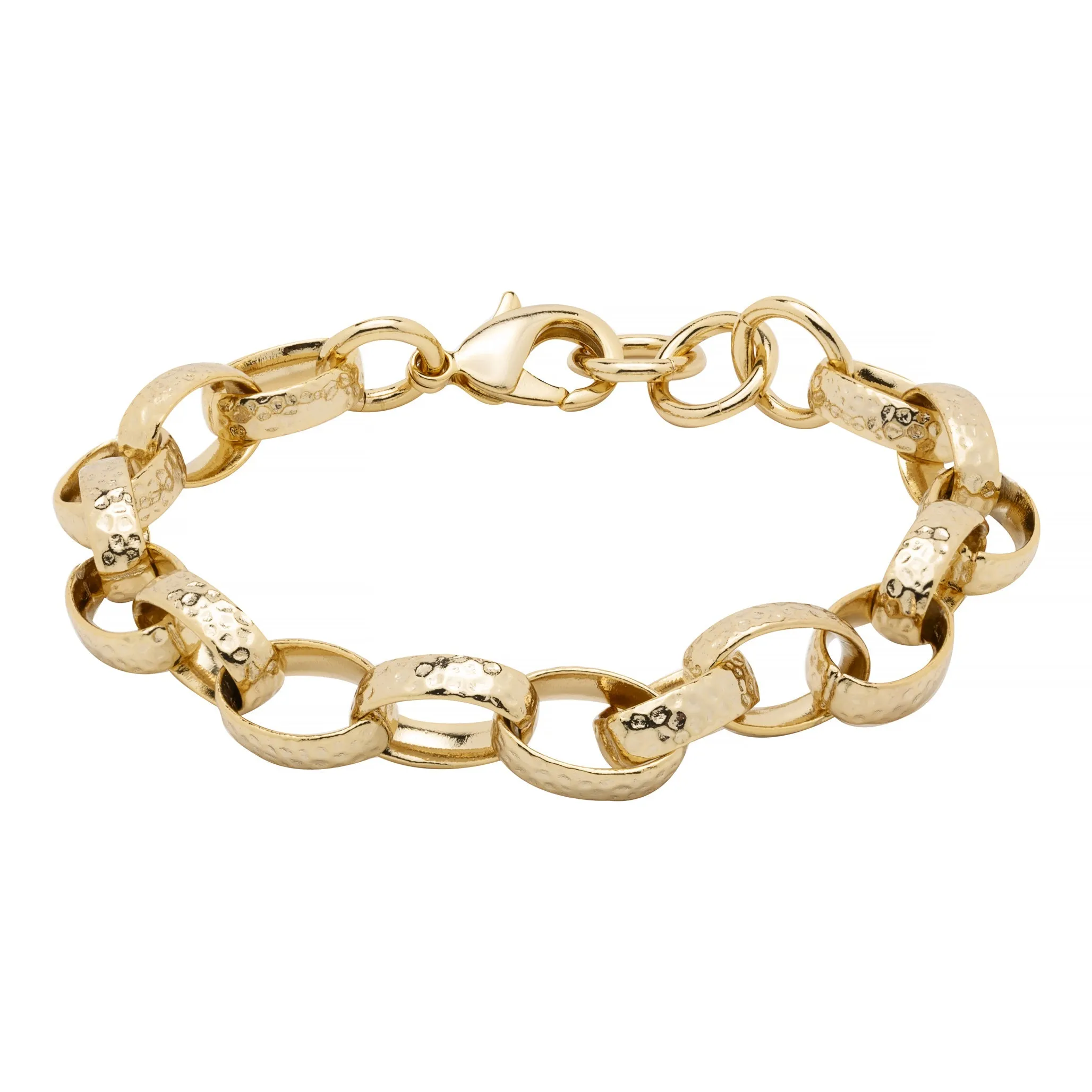 10mm Gold Oval Belcher Bracelet for Women 7/8 Inches