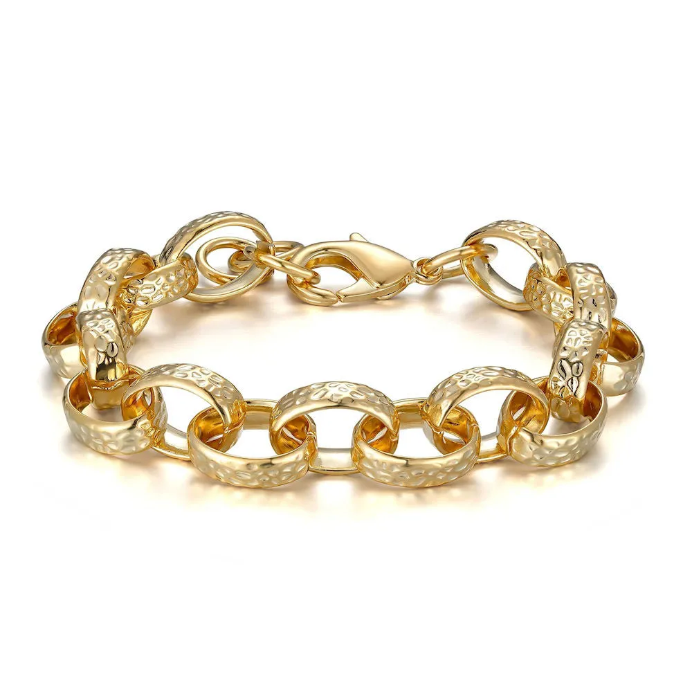 10mm Gold Oval Belcher Bracelet for Women 7/8 Inches