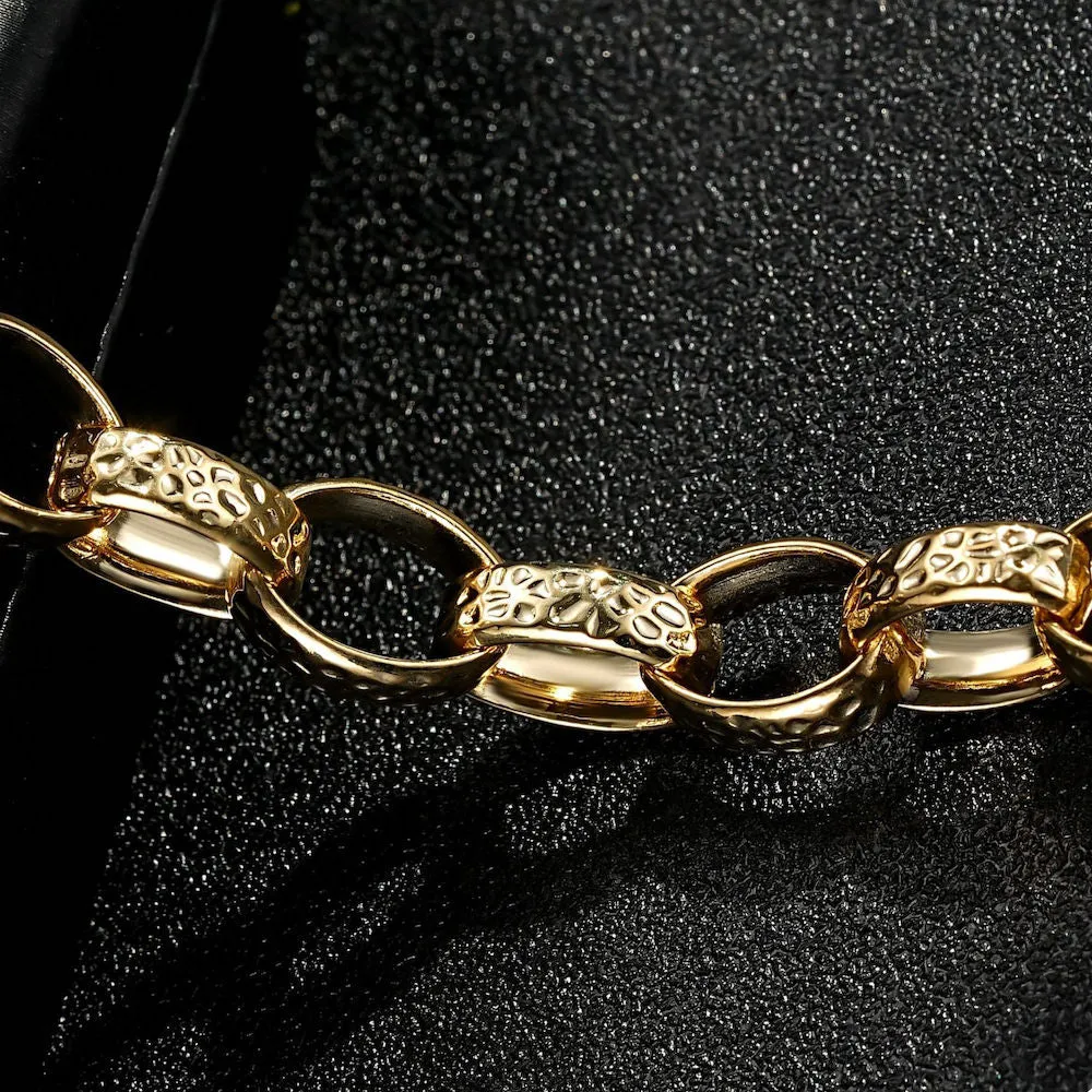 10mm Gold Oval Belcher Bracelet for Women 7/8 Inches
