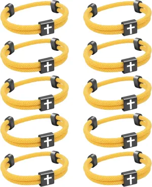 10PCS Christian Jesus Cross Rope Bracelet, Braided Cord Bracelet for Men Women, Nautical Surf Beach Bracelets Gifts Set for Sports, Handmade Woven String Bracelets with Adjustable Knot 10 Colors (10 Colors)