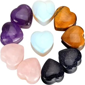 10Pcs Stone Ear Plugs kit Heart Shape Ear Gauges Tunnels Set Double Saddle Ear Expander Stretching Multiple Colors Body Piercing Jewelry for Women Men 2G-5/8