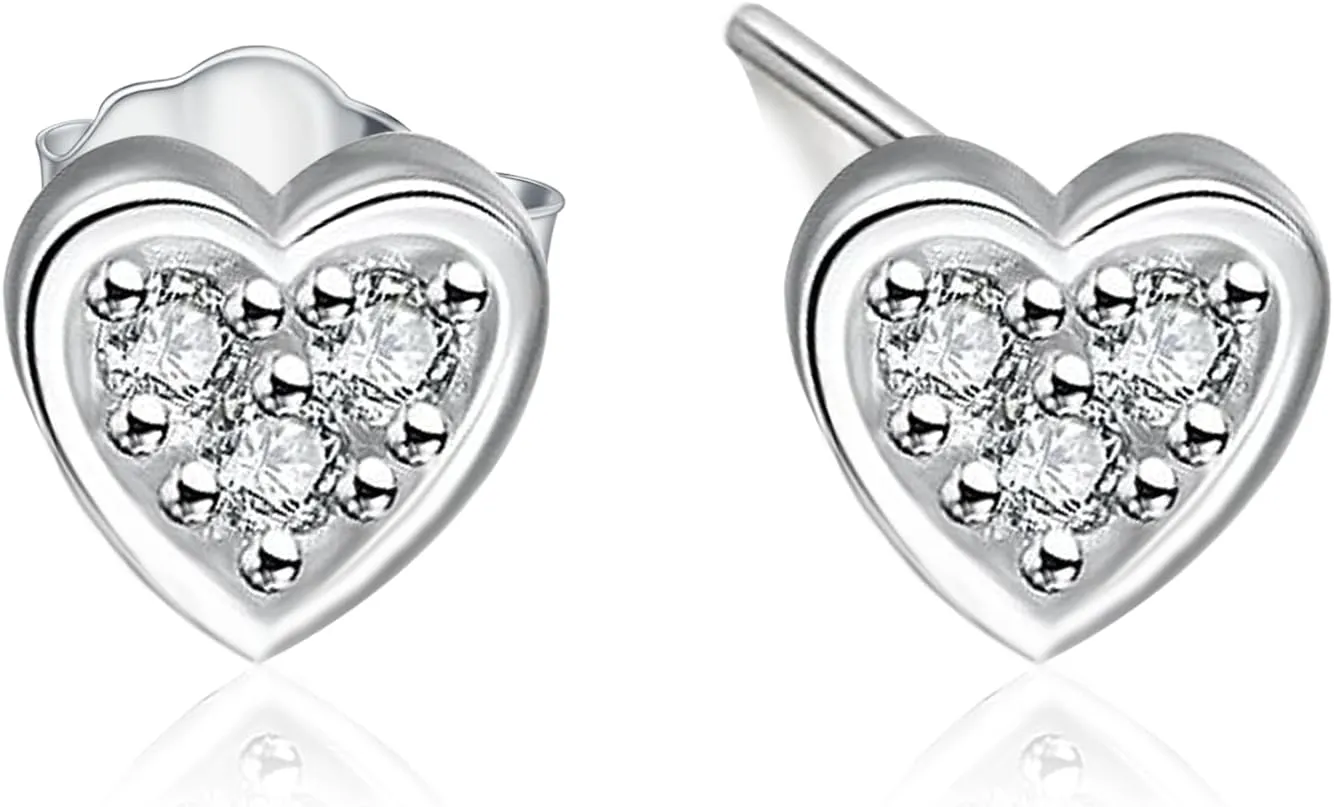 1/10cttw Star/Moon/Heart Real Diamond Studs Earring,Sterling Silver Earrings with Diamonds for Women(G-H Color, I2-I3 Clarity)