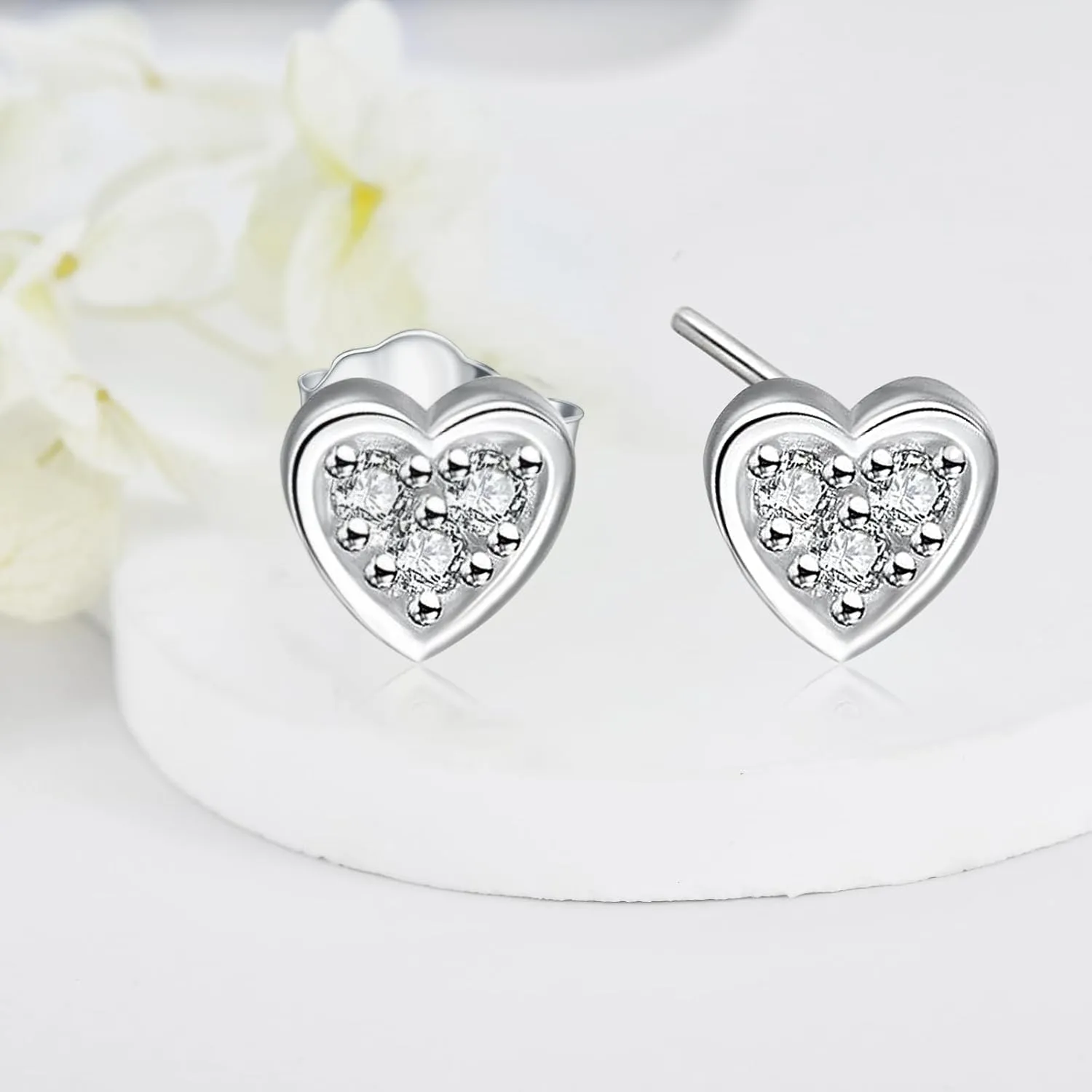 1/10cttw Star/Moon/Heart Real Diamond Studs Earring,Sterling Silver Earrings with Diamonds for Women(G-H Color, I2-I3 Clarity)
