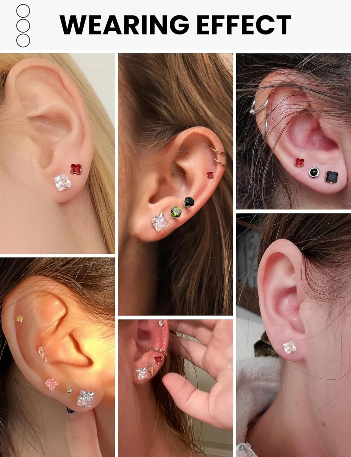 12 Pairs Silver Earrings Surgical Steel Earrings Women's Earrings Hypoallergenic Earrings Set Men's Earrings 12 Colors CubicZirconia Studs Earrings