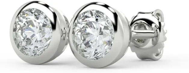 1/2 to 2 Carat Lab Grown Diamond Round Stud Earrings for Women I 14k Gold Earrings (G-H, VS1-VS2, cttw) Brilliant Cut Bezel Set Diamond I Push Back Studs by Carbon Atelier