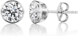 1/2 to 2 Carat Lab Grown Diamond Round Stud Earrings for Women I 14k Gold Earrings (G-H, VS1-VS2, cttw) Brilliant Cut Bezel Set Diamond I Push Back Studs by Carbon Atelier