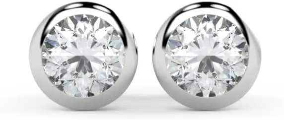1/2 to 2 Carat Lab Grown Diamond Round Stud Earrings for Women I 14k Gold Earrings (G-H, VS1-VS2, cttw) Brilliant Cut Bezel Set Diamond I Push Back Studs by Carbon Atelier