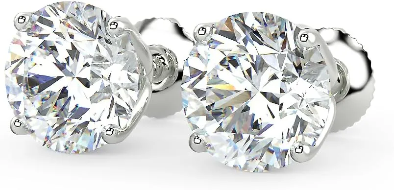 1/2 to 4 Carat Lab Grown Diamond Round Stud Earrings for Women I 14k Gold Earrings (G-H, VS1-VS2, 0.50 to 4.00 cttw) 4-Prong Brilliant Cut Diamond I Push Back Studs by Carbon Atelier