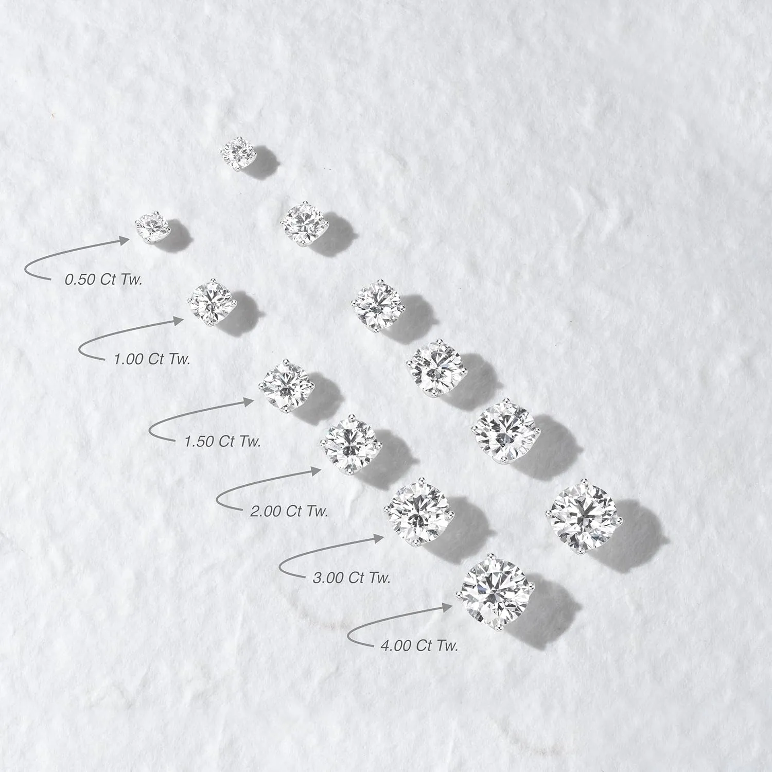1/2 to 4 Carat Lab Grown Diamond Round Stud Earrings for Women I 14k Gold Earrings (G-H, VS1-VS2, 0.50 to 4.00 cttw) 4-Prong Brilliant Cut Diamond I Push Back Studs by Carbon Atelier