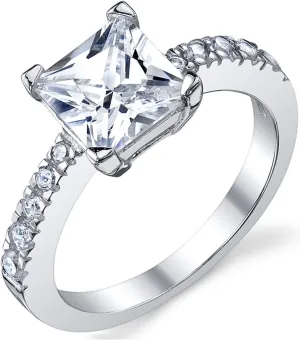1.25 Carat Princess Cut Cubic Zirconia CZ Sterling Silver 925 Engagement, Wedding Ring Sizes 5 to 8