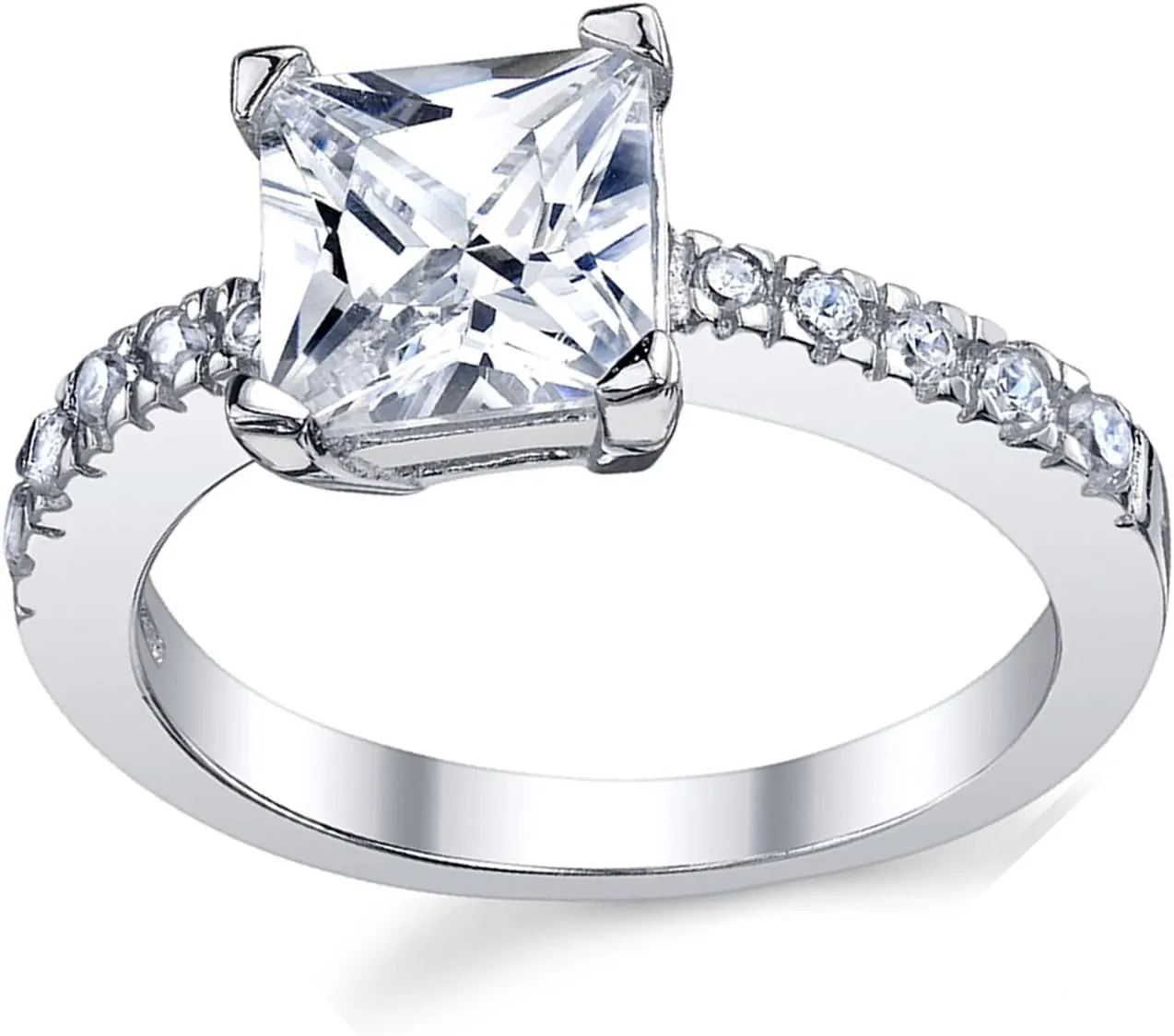 1.25 Carat Princess Cut Cubic Zirconia CZ Sterling Silver 925 Engagement, Wedding Ring Sizes 5 to 8