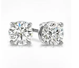 14 Karat White 4.18ct Diamond Stud Earrings