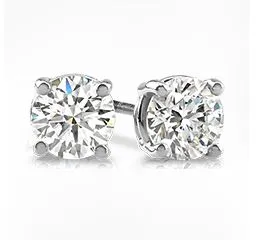 14 Karat White 4.18ct Diamond Stud Earrings