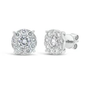1.46 ct Round Diamond Cluster Earrings