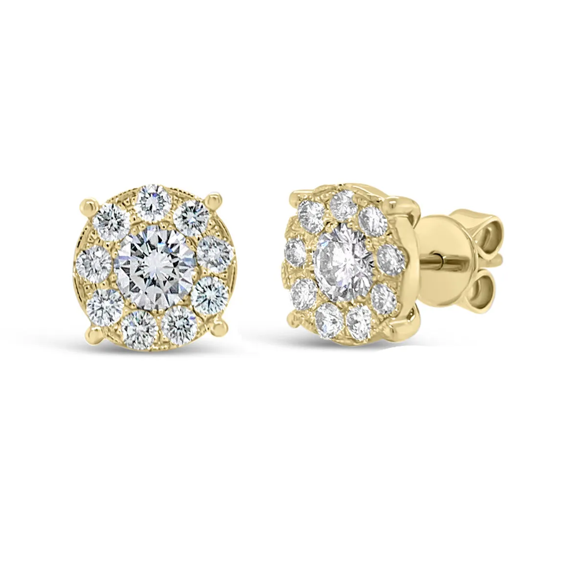 1.46 ct Round Diamond Cluster Earrings