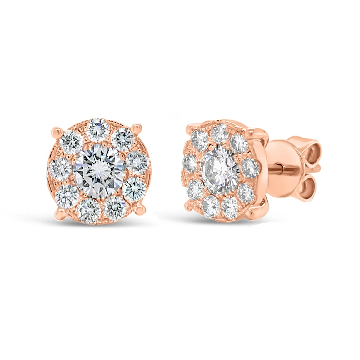 1.46 ct Round Diamond Cluster Earrings