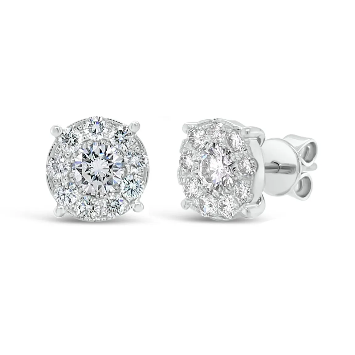 1.46 ct Round Diamond Cluster Earrings