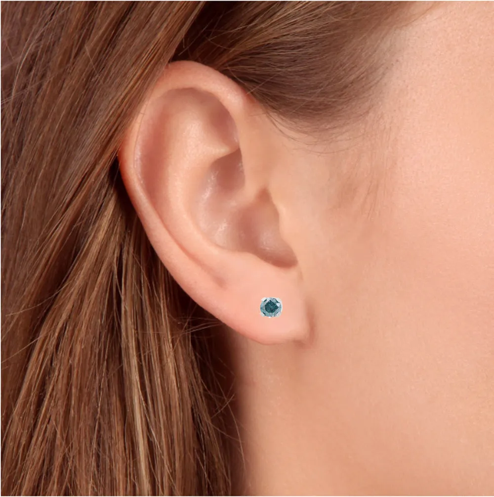 1/4ct Blue Diamond Studs 14K White Gold