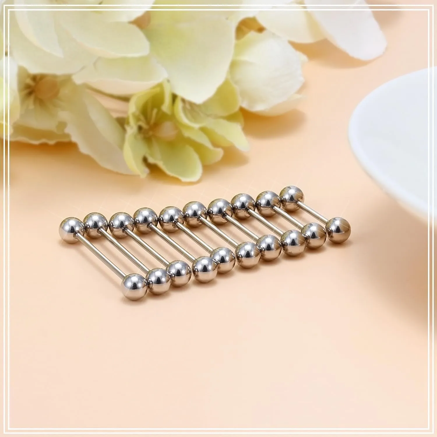 14G 16G Tongue Nipple Piercing Jewelry Surgical Steel Sterling Silver Nipple Rings Tongue Rings Bridge Piercing Long Metal Short Straight Barbell 12mm 14mm 16mm 18mm 22mm