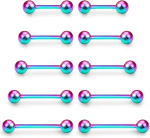 14G 16G Tongue Nipple Piercing Jewelry Surgical Steel Sterling Silver Nipple Rings Tongue Rings Bridge Piercing Long Metal Short Straight Barbell 12mm 14mm 16mm 18mm 22mm