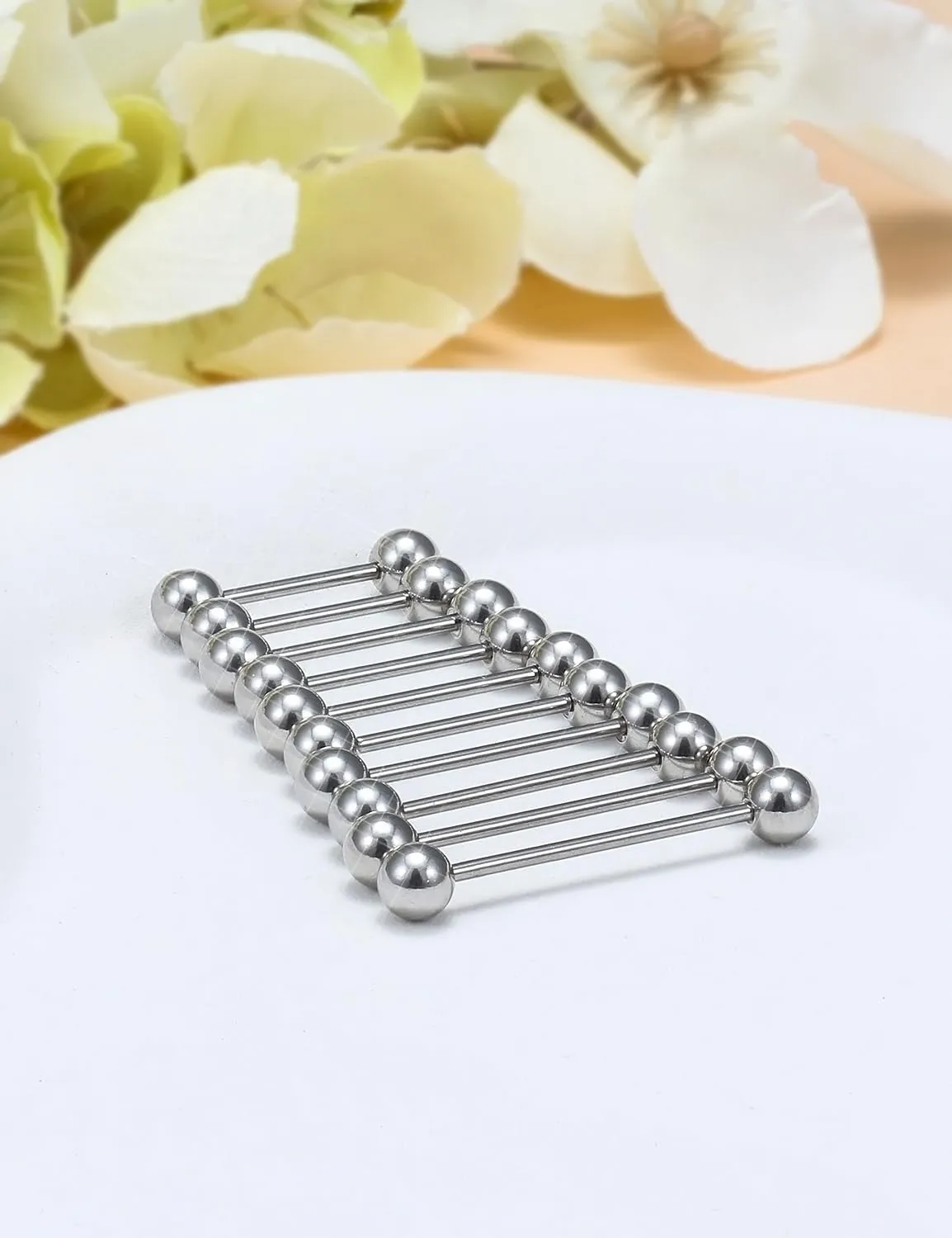 14G 16G Tongue Nipple Piercing Jewelry Surgical Steel Sterling Silver Nipple Rings Tongue Rings Bridge Piercing Long Metal Short Straight Barbell 12mm 14mm 16mm 18mm 22mm