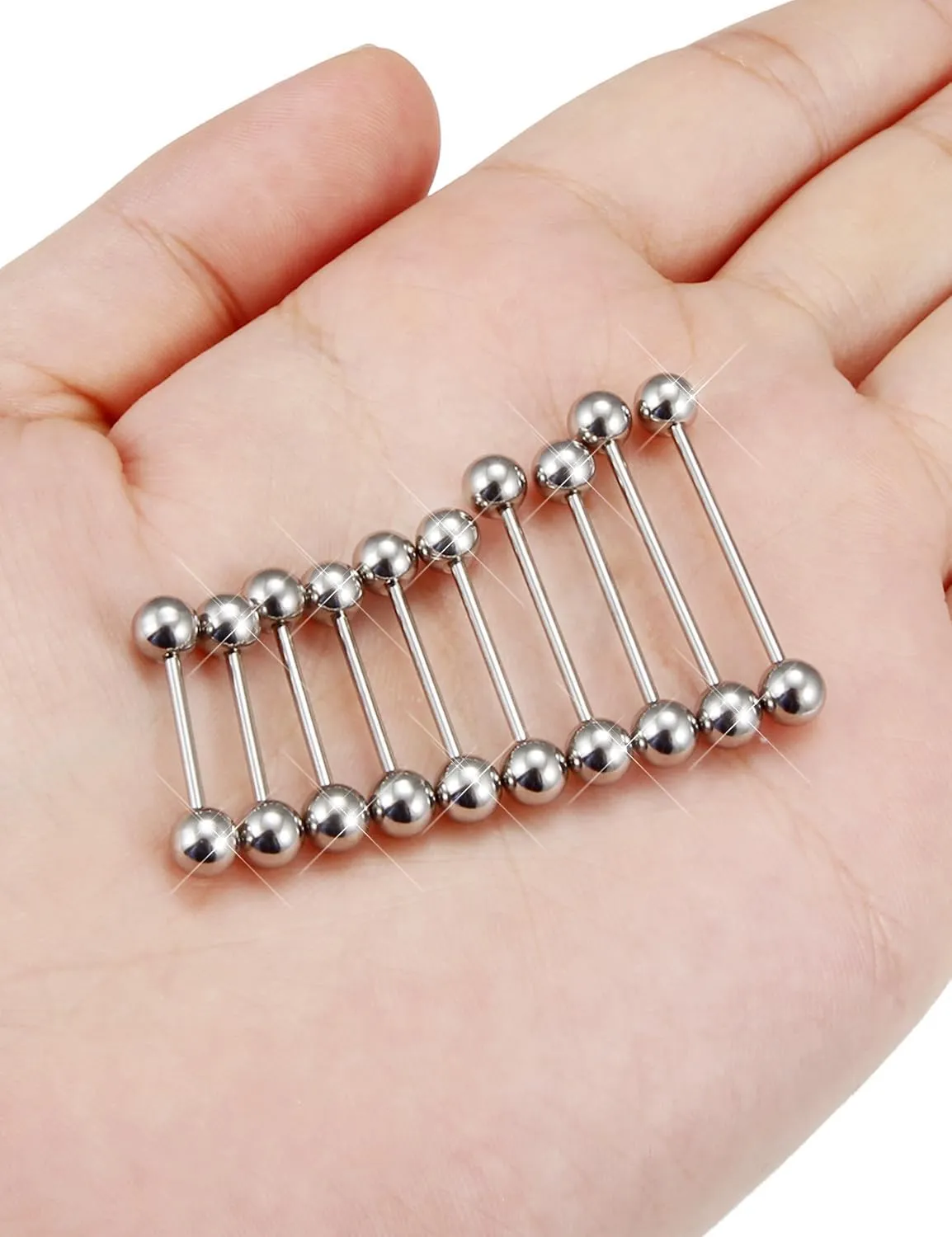 14G 16G Tongue Nipple Piercing Jewelry Surgical Steel Sterling Silver Nipple Rings Tongue Rings Bridge Piercing Long Metal Short Straight Barbell 12mm 14mm 16mm 18mm 22mm