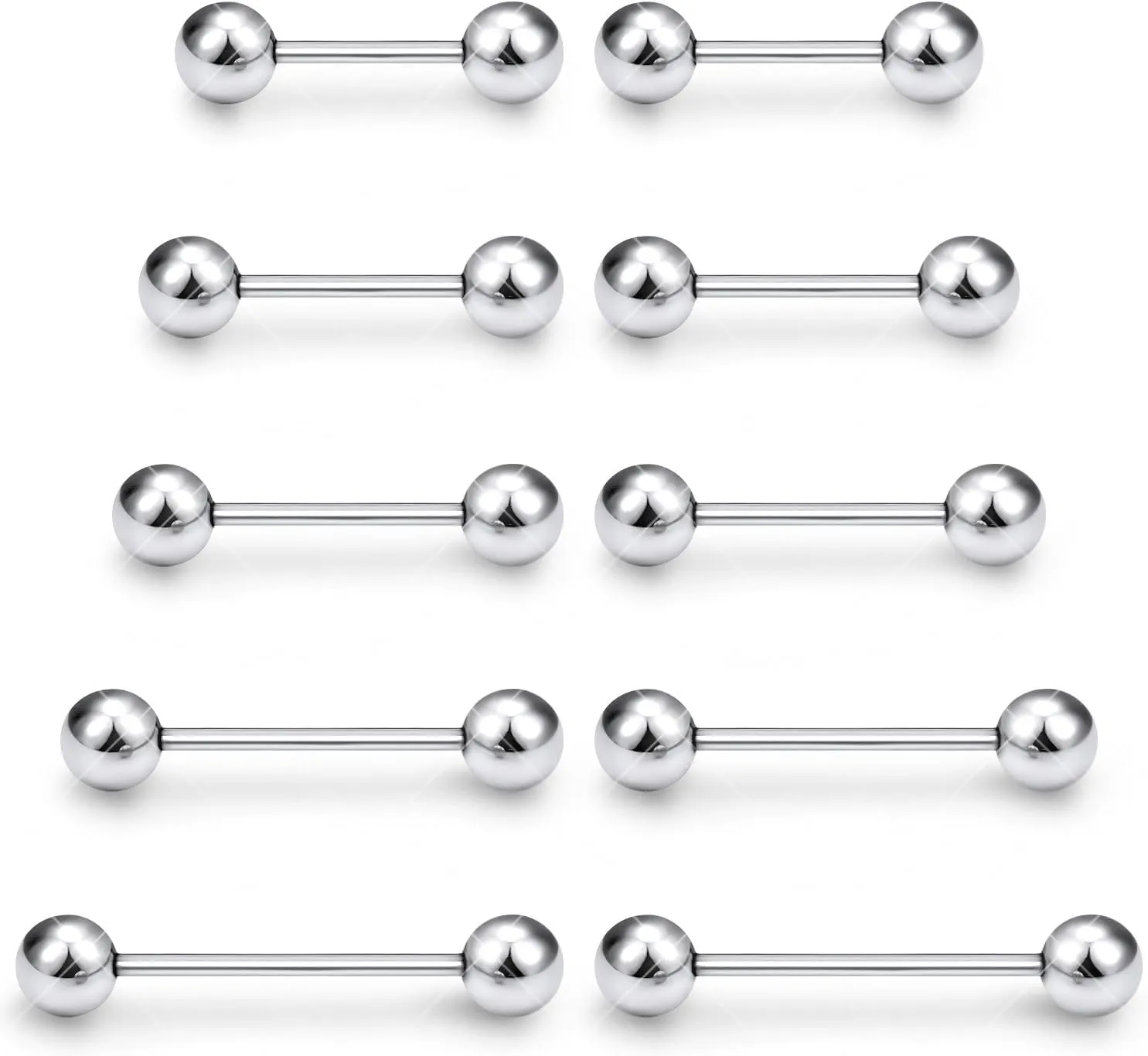 14G 16G Tongue Nipple Piercing Jewelry Surgical Steel Sterling Silver Nipple Rings Tongue Rings Bridge Piercing Long Metal Short Straight Barbell 12mm 14mm 16mm 18mm 22mm