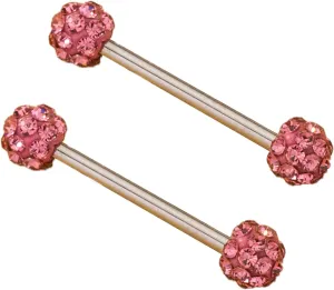 14G Stainless Steel Nipple Rings Glitter CZ Bioplast Ball Straight Barbell Bars Tongue Ring 14mm(9/16Inch) Body Piercing Jewelry