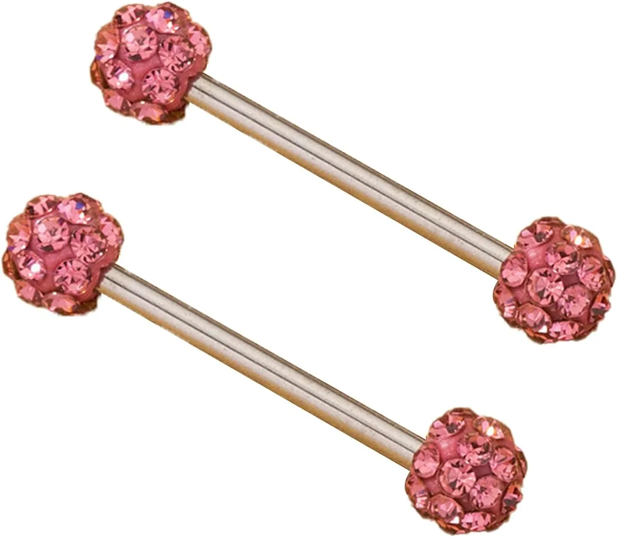14G Stainless Steel Nipple Rings Glitter CZ Bioplast Ball Straight Barbell Bars Tongue Ring 14mm(9/16Inch) Body Piercing Jewelry