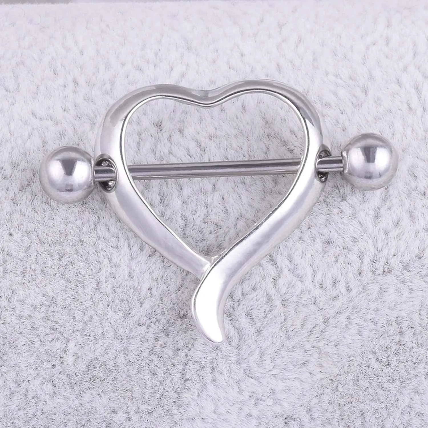 14G Stainless Steel Nipple Rings Heart Straight Barbell Bars Tongue Ring 16mm(5/8Inch) Body Piercing Jewelry