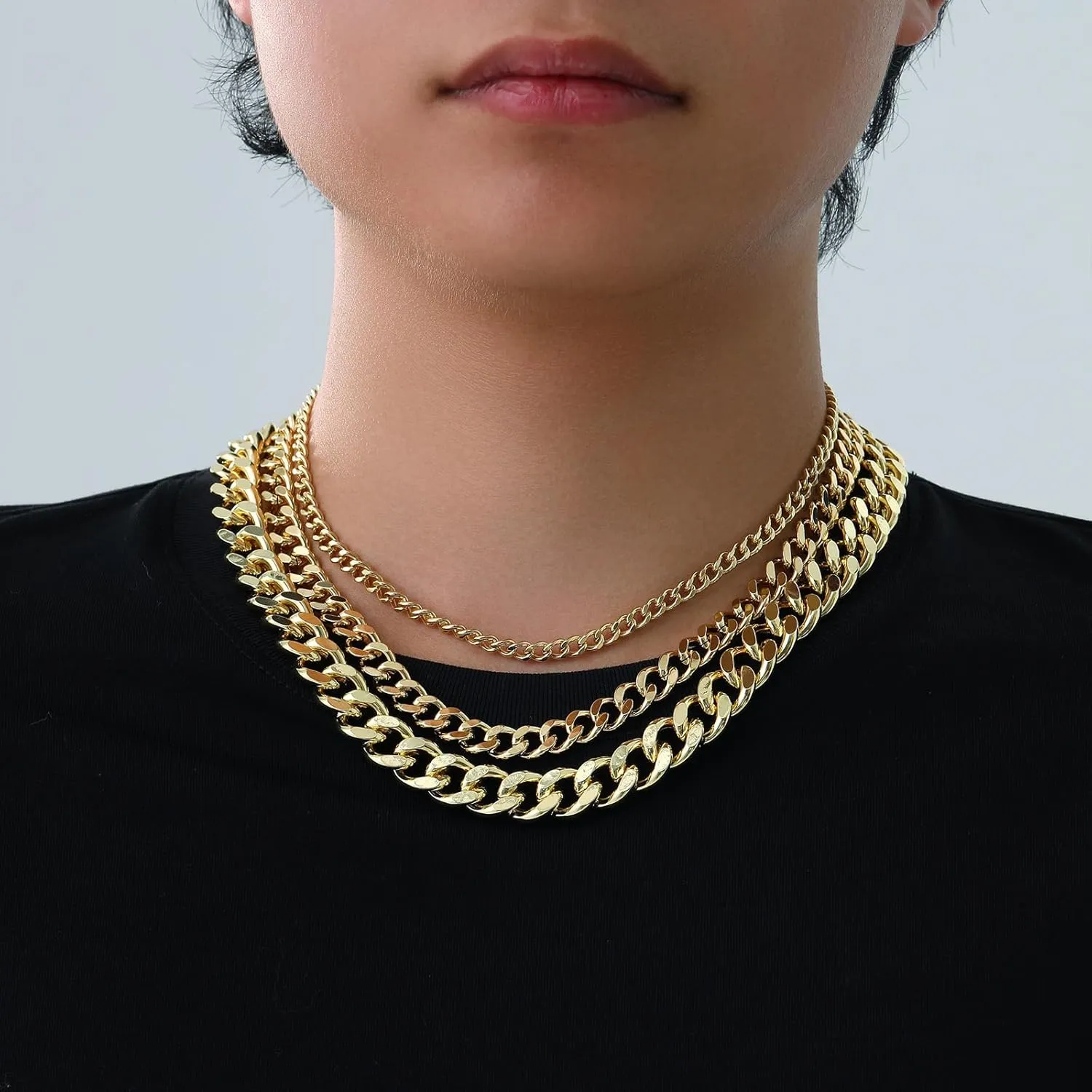 14K Gold Chunky Cuban Link Curb Chain Necklace for Women Men Dainty Tone Choker Thick Trendy Statement Punk Hip Hop Cuban Chain Jewelry Gifts Unisex Size 5mm/9mm/13mm/16mm