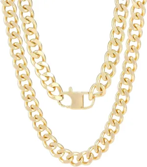 14K Gold Chunky Cuban Link Curb Chain Necklace for Women Men Dainty Tone Choker Thick Trendy Statement Punk Hip Hop Cuban Chain Jewelry Gifts Unisex Size 5mm/9mm/13mm/16mm