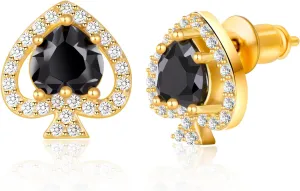 14K Gold Heart Stud Earrings,Cubic Zirconia Pink Stud Earrings Hypoallergenic Post Earrings Gifts for Women