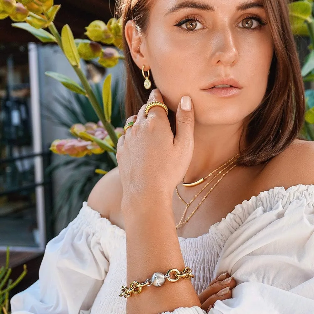 14K Gold Statement Rings, Stackable Finger Bands, Stripe Stack Style for Women and Ladies Fashion Jewelry
