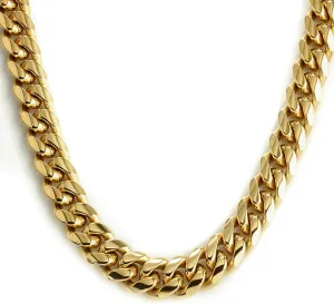 14k Real Gold Plated Cuban Link Chain for Men,6mm-16mm Miami Cuban Chain Necklace, Gold Chain for Men Women, Hip-Hop & Cool Stainless Steel Necklace 18-30 Inches-Send Gift Box(Father Day Birthday Christmas Gift)