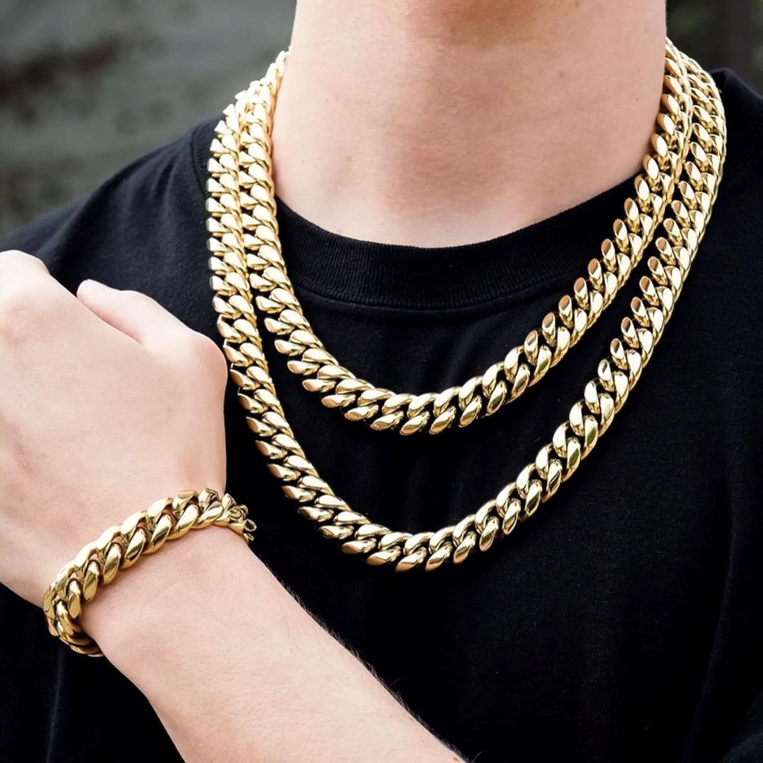 14k Real Gold Plated Cuban Link Chain for Men,6mm-16mm Miami Cuban Chain Necklace, Gold Chain for Men Women, Hip-Hop & Cool Stainless Steel Necklace 18-30 Inches-Send Gift Box(Father Day Birthday Christmas Gift)