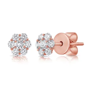 14k Rose Gold Diamond Stud Earrings